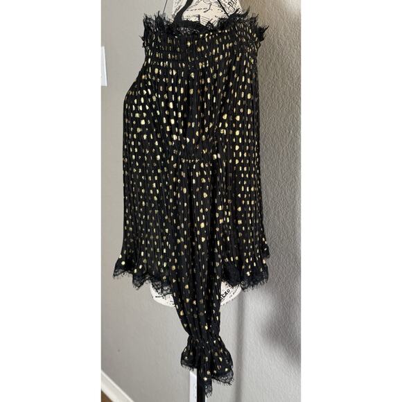 THE KOOPLES Moonlight Black Sheer Golden Metallic Dots Off Shoulder Glam SZ 1(S) - Picture 4 of 10